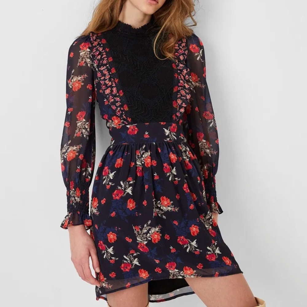 NEW WITH TAGS: French Connection Ella Rose Recycled Lace Mix Mini Dress